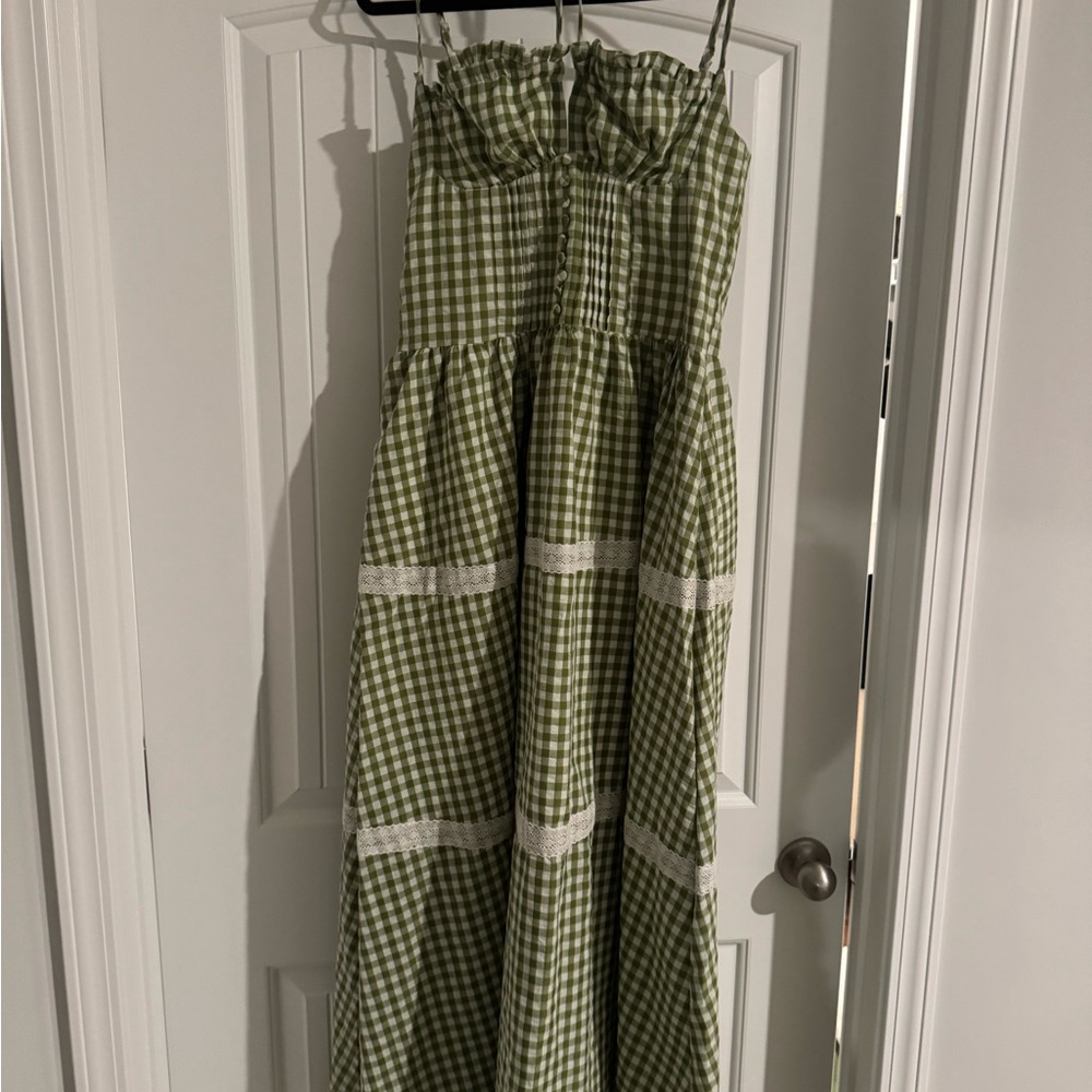 Green Gingham Maxi Dress